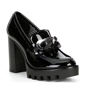 NEW Antonio Melani “Parkerr” Platform Patent Leather Lug Loafers NWT